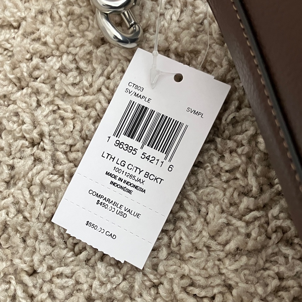 NWT Coach Large City Bucket Bag in Maple - Picture 3 of 7